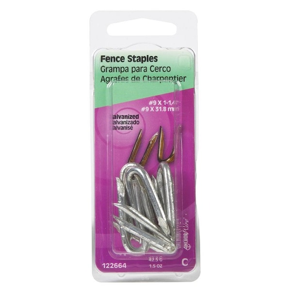 Hillman 1/4 in. W X 1-1/4 in. L Galvanized Steel Fence Staples 9 Ga. 1-1/2 oz, PK6 122664 - main